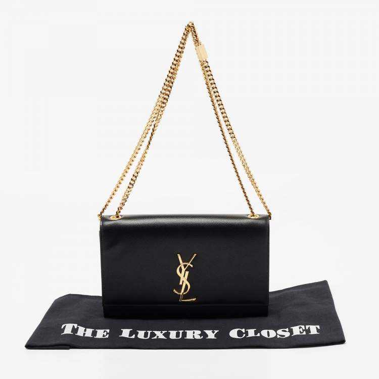 Pre Owned Saint Laurent Black Leather Medium Kate Shoulder Bag