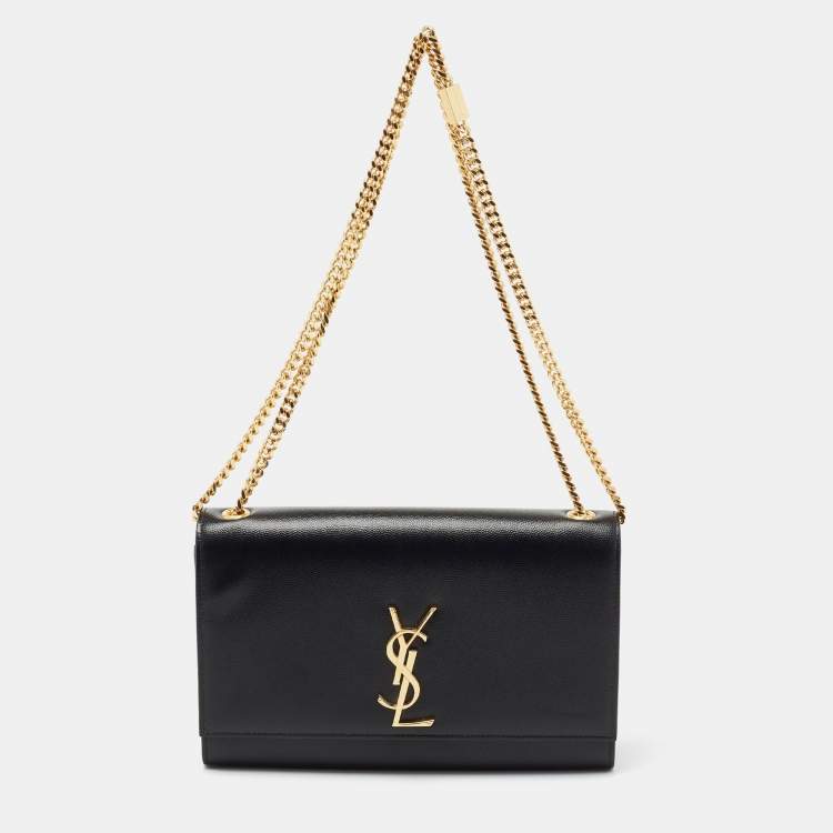 Pre Owned Saint Laurent Black Leather Medium Kate Shoulder Bag