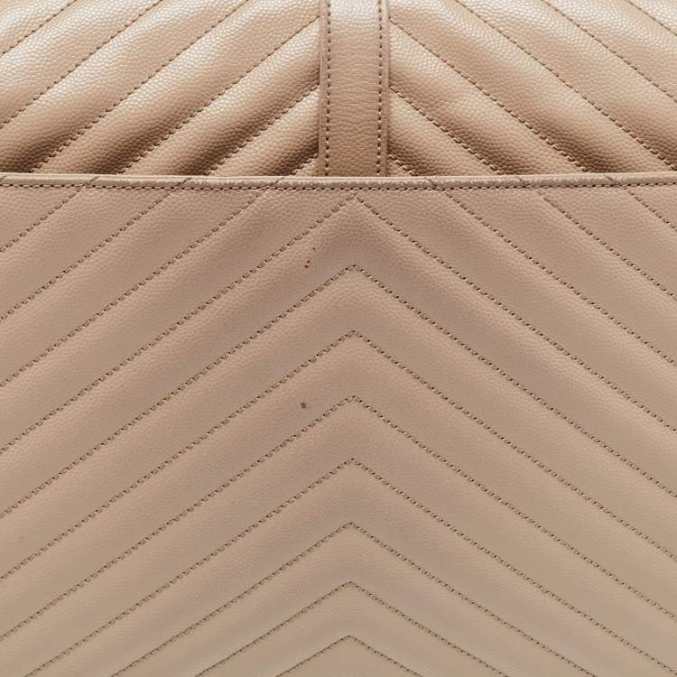 Pre Owned Saint Laurent Beige Leather Monogram Envelope Shoulder Bag