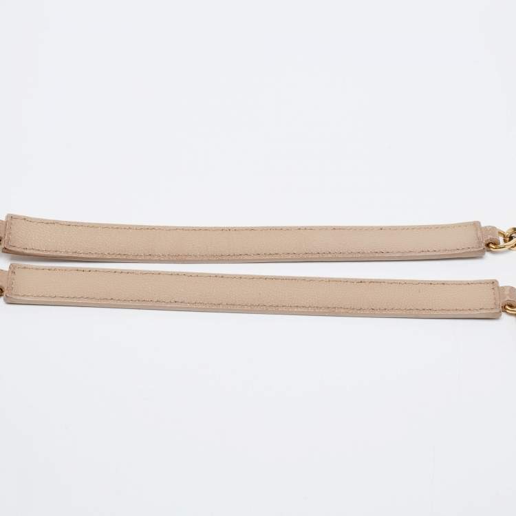 Pre Owned Saint Laurent Beige Leather Monogram Envelope Shoulder Bag