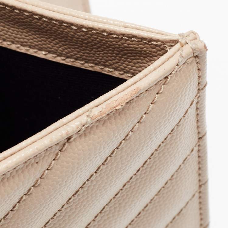Pre Owned Saint Laurent Beige Leather Monogram Envelope Shoulder Bag