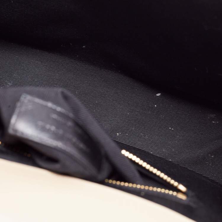 Pre Owned Saint Laurent Beige Leather Monogram Envelope Shoulder Bag