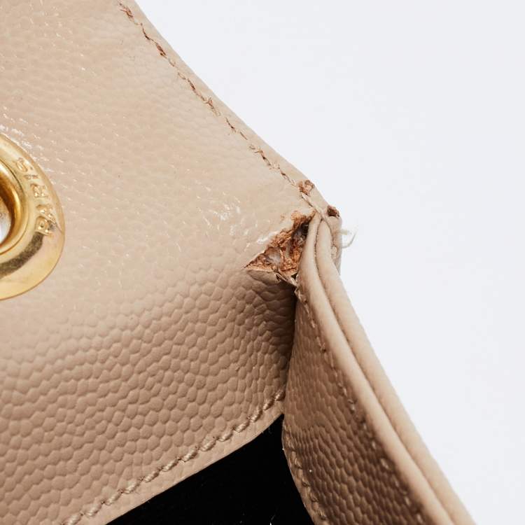 Pre Owned Saint Laurent Beige Leather Monogram Envelope Shoulder Bag