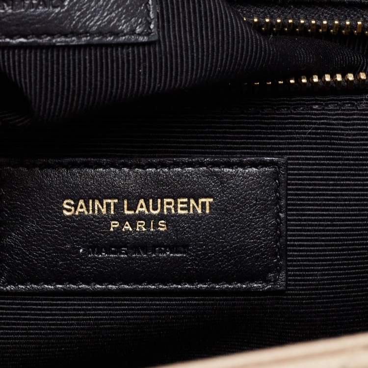 Pre Owned Saint Laurent Beige Leather Monogram Envelope Shoulder Bag