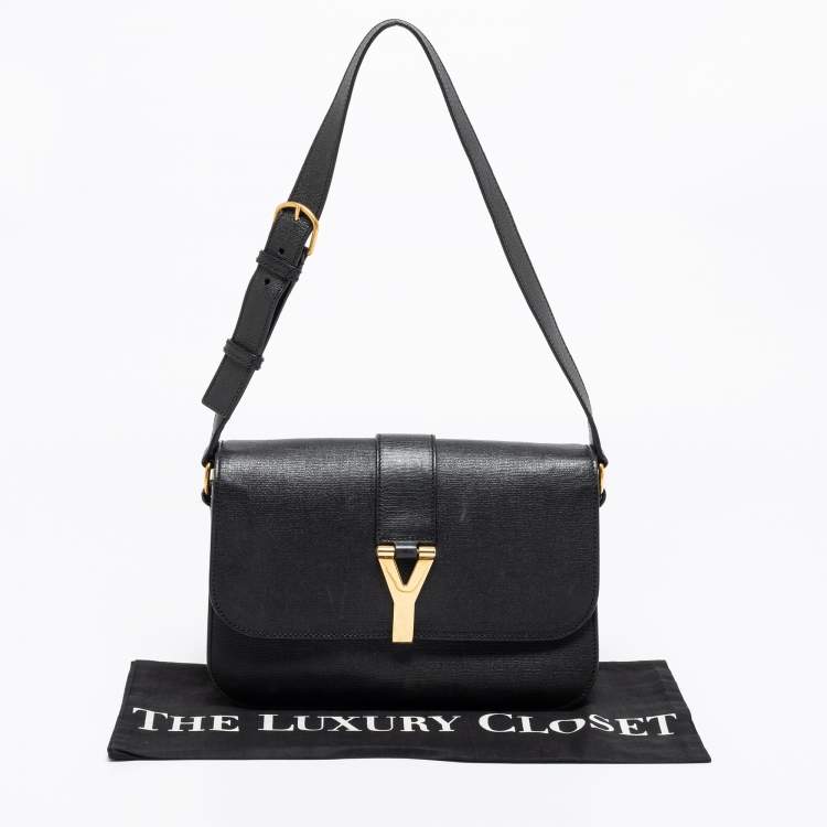 Pre Owned Saint Laurent Black Leather Chyc Flap Bag