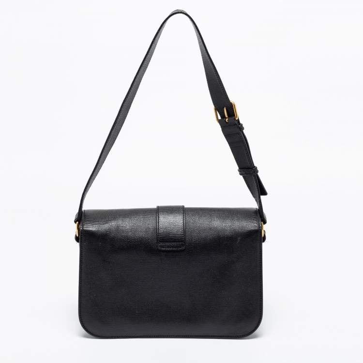 Pre Owned Saint Laurent Black Leather Chyc Flap Bag