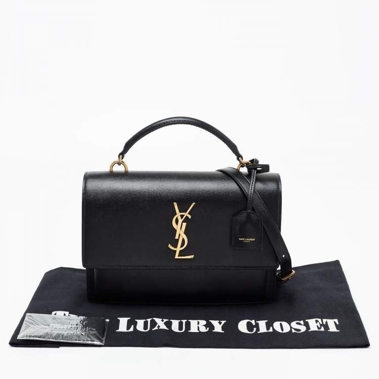 Pre Owned Saint Laurent Black Leather Sunset Top Handle Bag