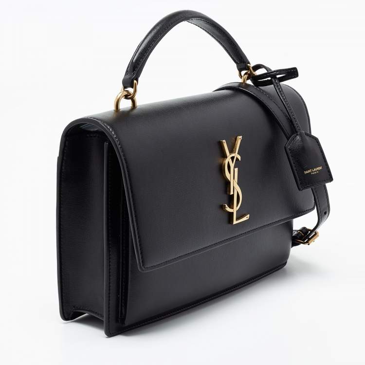 Pre Owned Saint Laurent Black Leather Sunset Top Handle Bag