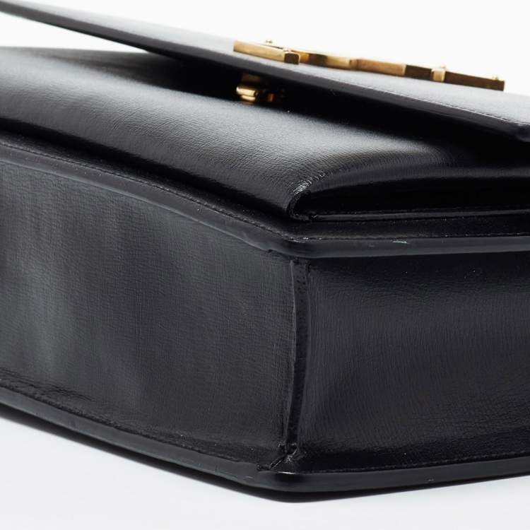 Pre Owned Saint Laurent Black Leather Sunset Top Handle Bag