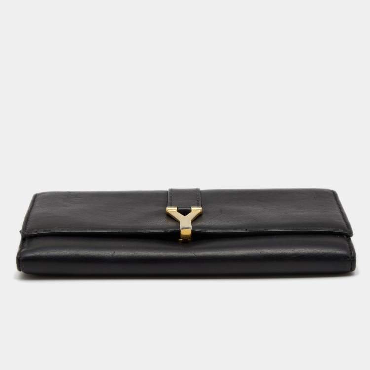 Pre Owned Saint Laurent Black Leather Ligne Y Clutch