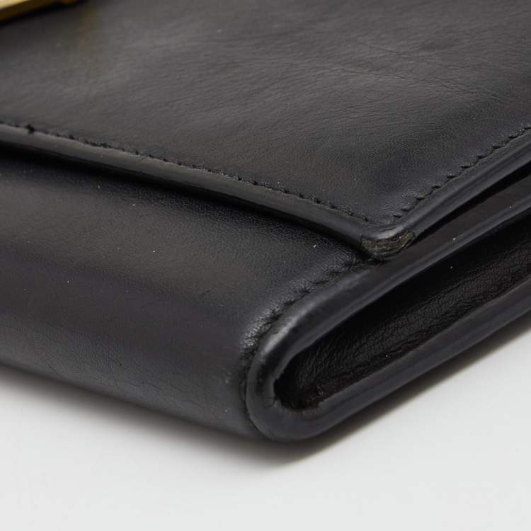 Pre Owned Saint Laurent Black Leather Ligne Y Clutch
