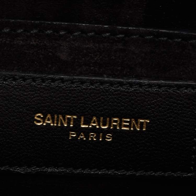 Pre Owned Saint Laurent Metallic Grey Leather Lutetia Clutch