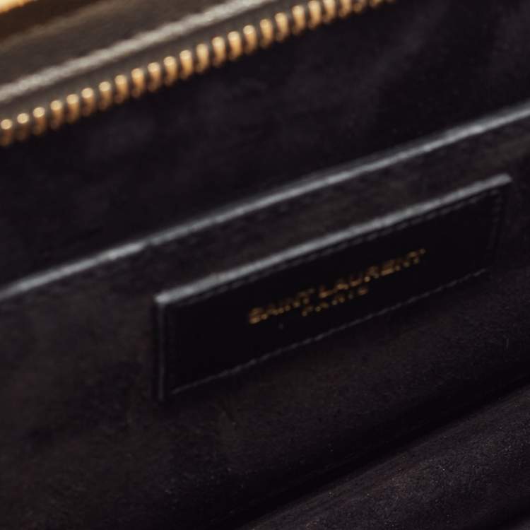 Pre Owned Saint Laurent Metallic Grey Leather Lutetia Clutch