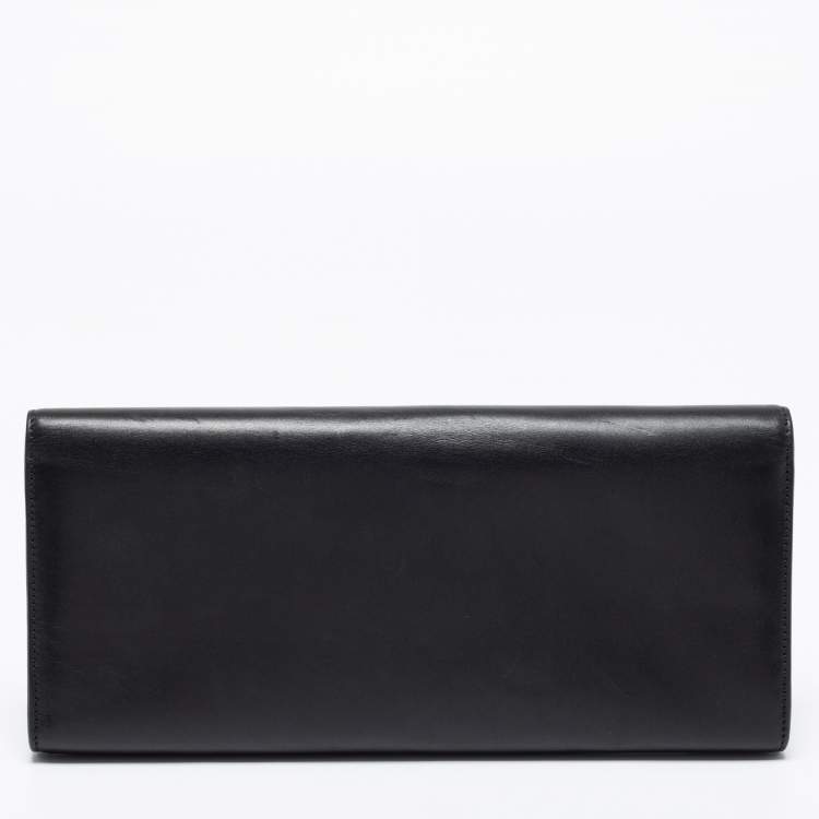 Pre Owned Saint Laurent Black Leather Lutetia Clutch 