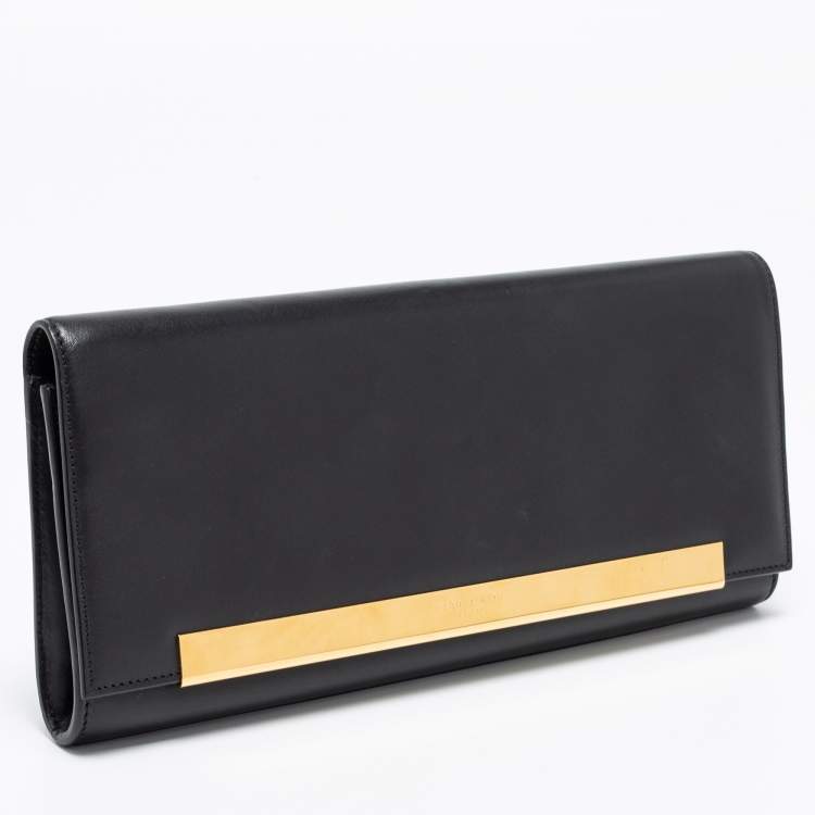 Pre Owned Saint Laurent Black Leather Lutetia Clutch 