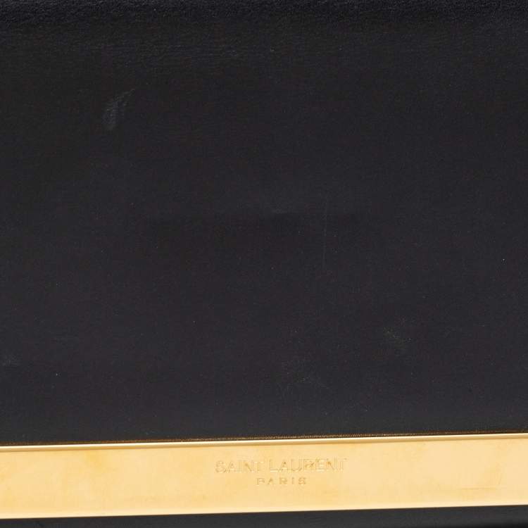 Pre Owned Saint Laurent Black Leather Lutetia Clutch 