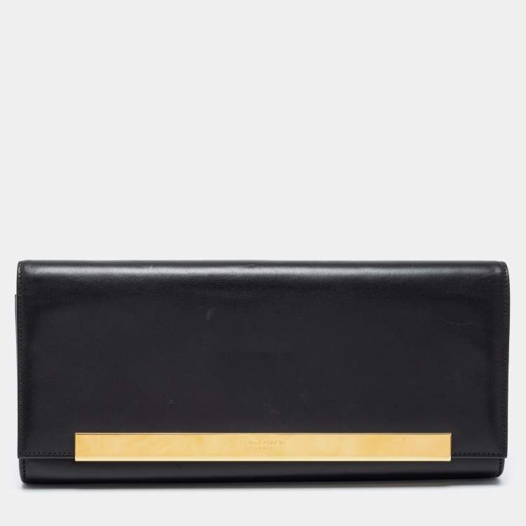 Pre Owned Saint Laurent Black Leather Lutetia Clutch 
