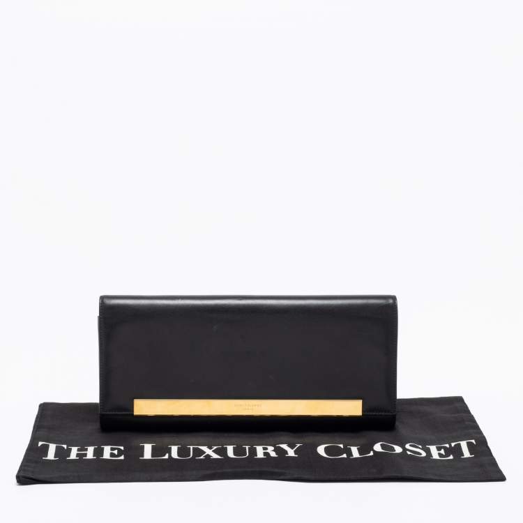 Pre Owned Saint Laurent Black Leather Lutetia Clutch 