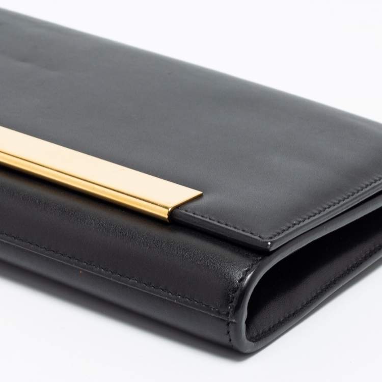 Pre Owned Saint Laurent Black Leather Lutetia Clutch 