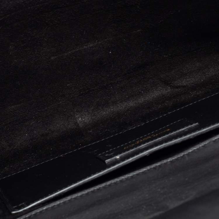 Pre Owned Saint Laurent Black Leather Lutetia Clutch 