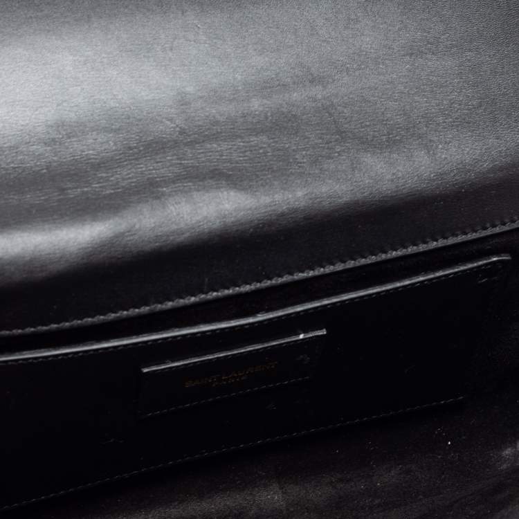 Pre Owned Saint Laurent Black Leather Lutetia Clutch 