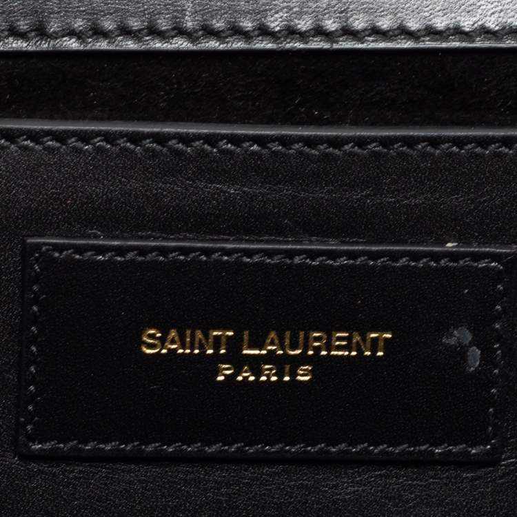 Pre Owned Saint Laurent Black Leather Lutetia Clutch 