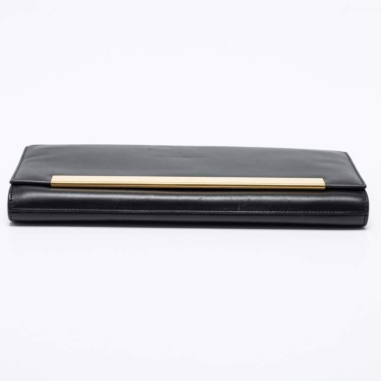 Pre Owned Saint Laurent Black Leather Lutetia Clutch 