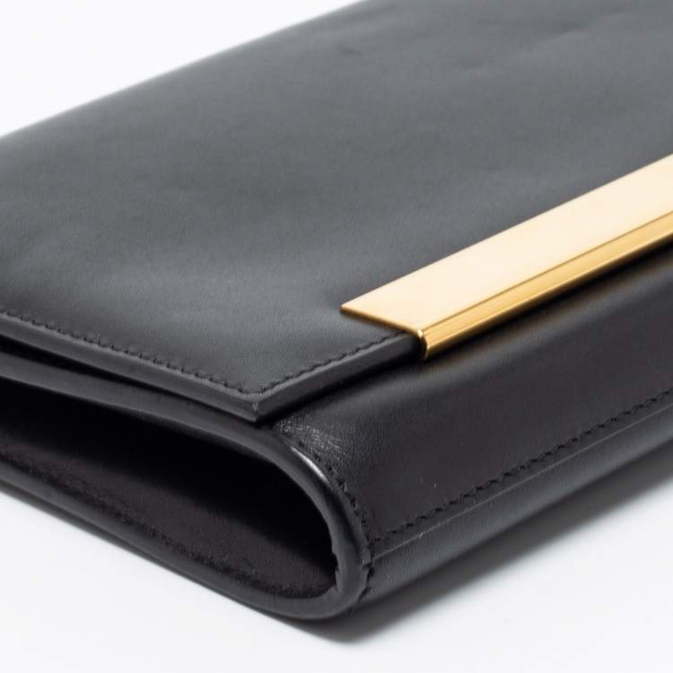 Pre Owned Saint Laurent Black Leather Lutetia Clutch 