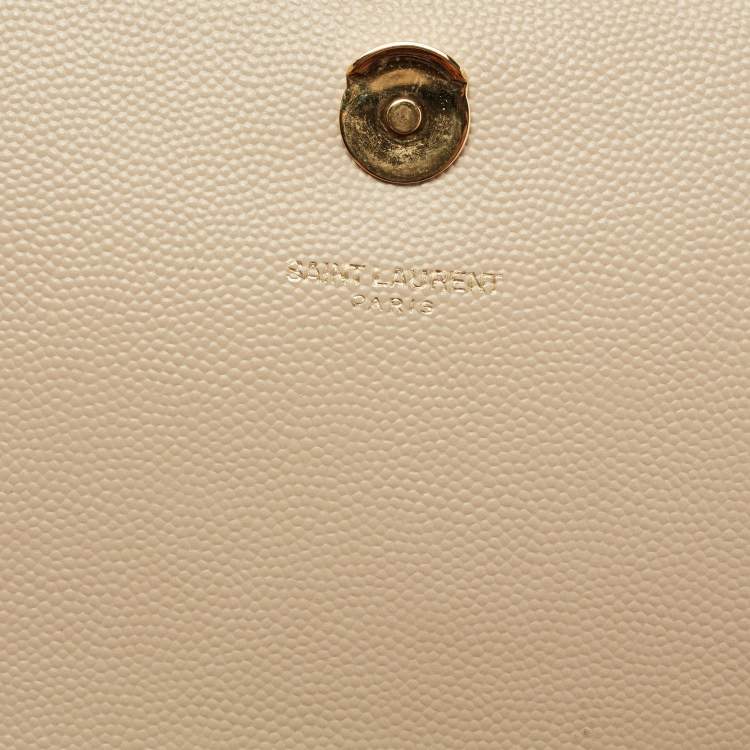 Pre Owned Saint Laurent Beige Leather Medium Kate Shoulder Bag