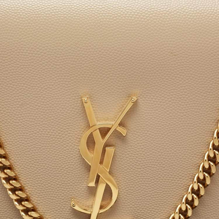 Pre Owned Saint Laurent Beige Leather Medium Kate Shoulder Bag
