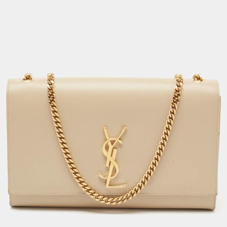 Pre Owned Saint Laurent Beige Leather Medium Kate Shoulder Bag