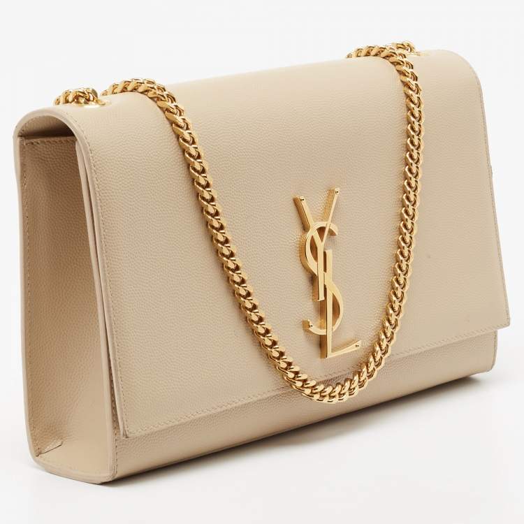 Pre Owned Saint Laurent Beige Leather Medium Kate Shoulder Bag