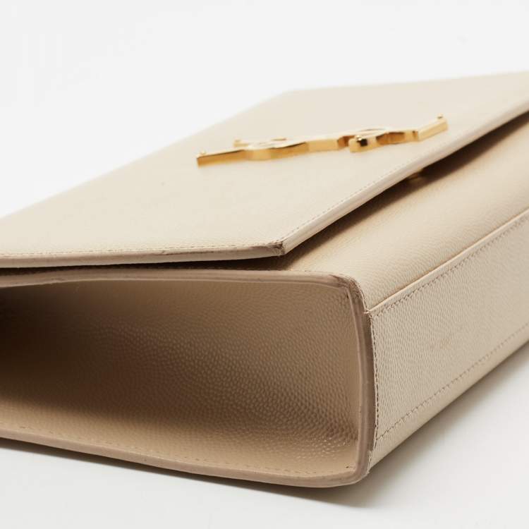 Pre Owned Saint Laurent Beige Leather Medium Kate Shoulder Bag