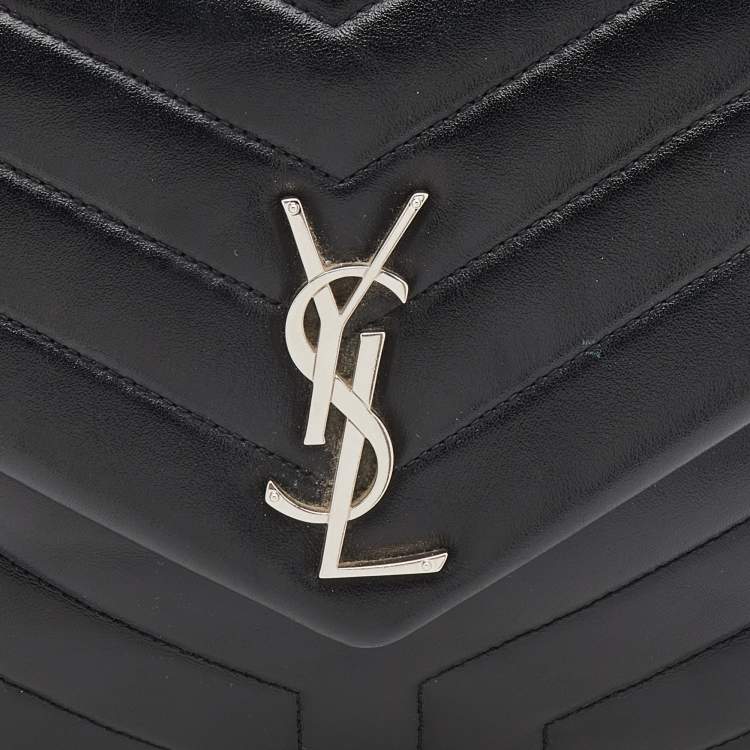 Pre Owned Saint Laurent Black Matelasse Leather Medium Lou Lou Flap Shoulder Bag