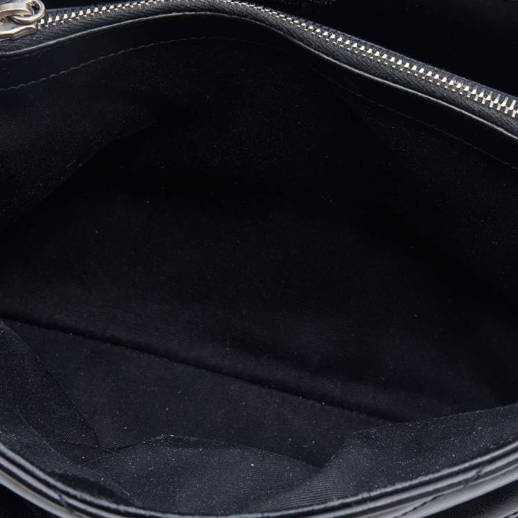Pre Owned Saint Laurent Black Matelasse Leather Medium Lou Lou Flap Shoulder Bag