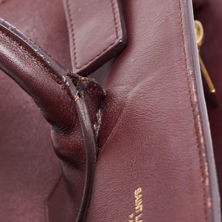 Pre Owned Saint Laurent Burgundy Leather Small Classic Sac De Jour Tote