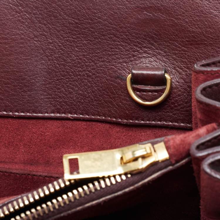 Pre Owned Saint Laurent Burgundy Leather Small Classic Sac De Jour Tote