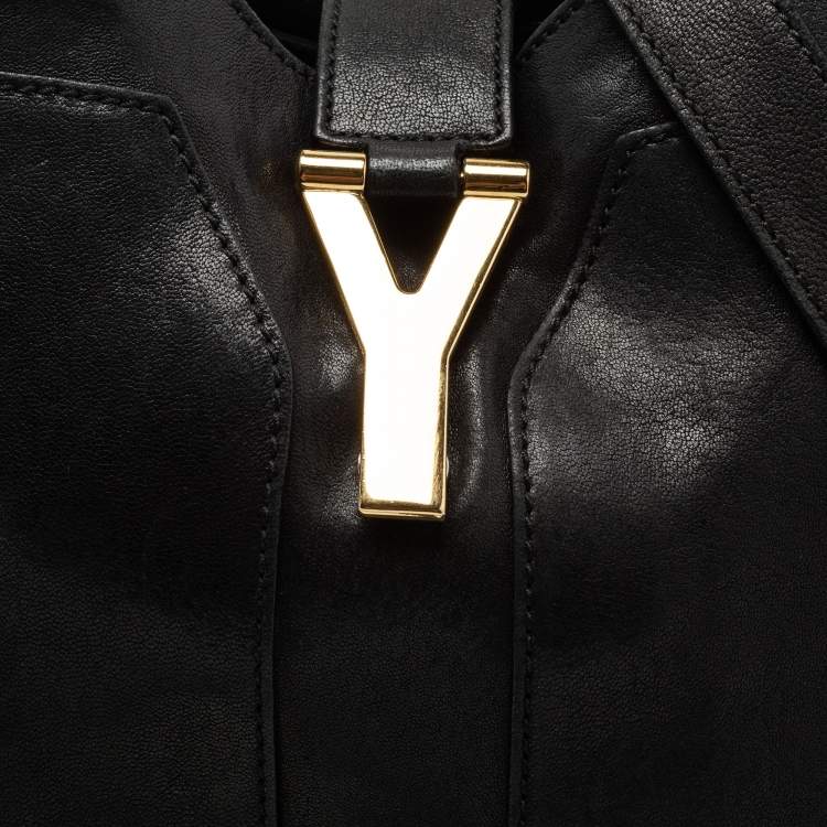 Pre Owned Yves Saint Laurent Black Leather Y-Ligne Shoulder Bag