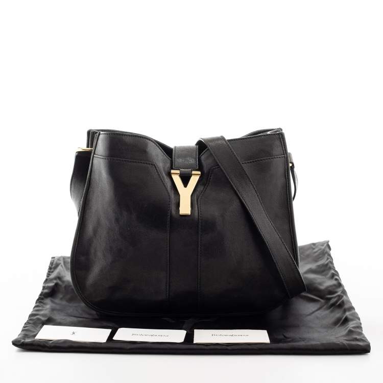 Pre Owned Yves Saint Laurent Black Leather Y-Ligne Shoulder Bag