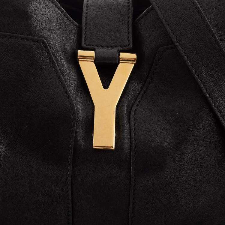 Pre Owned Yves Saint Laurent Black Leather Y-Ligne Shoulder Bag