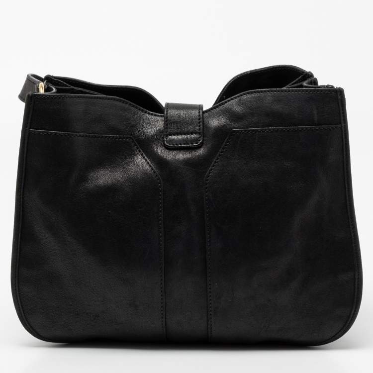 Pre Owned Yves Saint Laurent Black Leather Y-Ligne Shoulder Bag