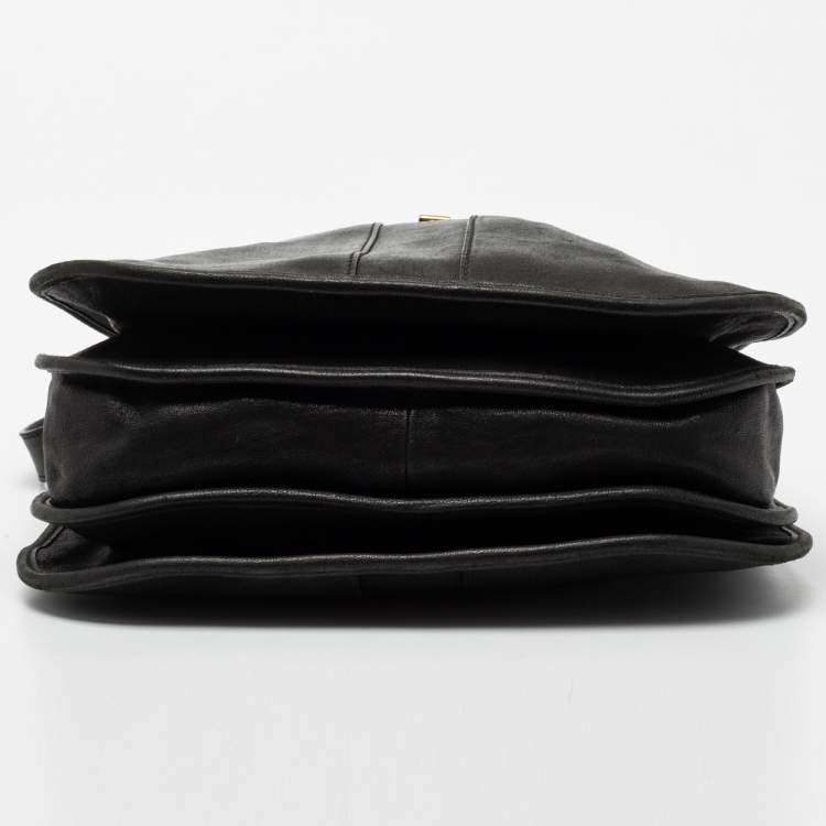 Pre Owned Yves Saint Laurent Black Leather Y-Ligne Shoulder Bag