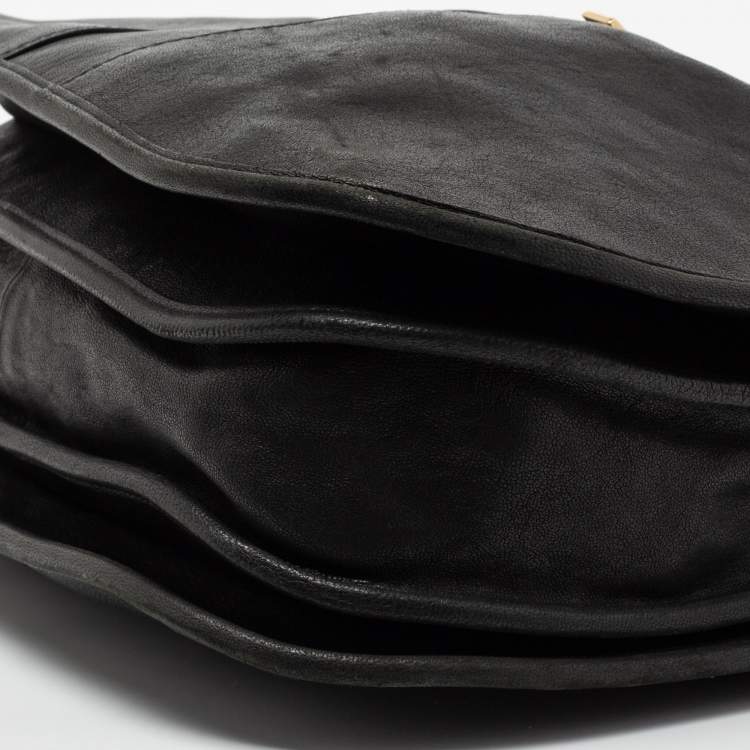 Pre Owned Yves Saint Laurent Black Leather Y-Ligne Shoulder Bag