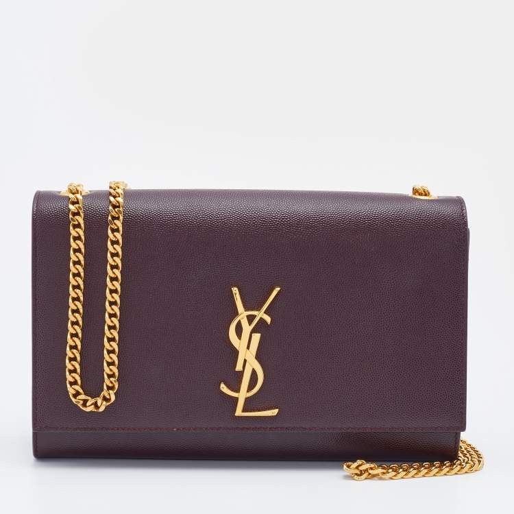 Pre Owned Saint Laurent Burgundy Leather Medium Kate Shoulder Bag