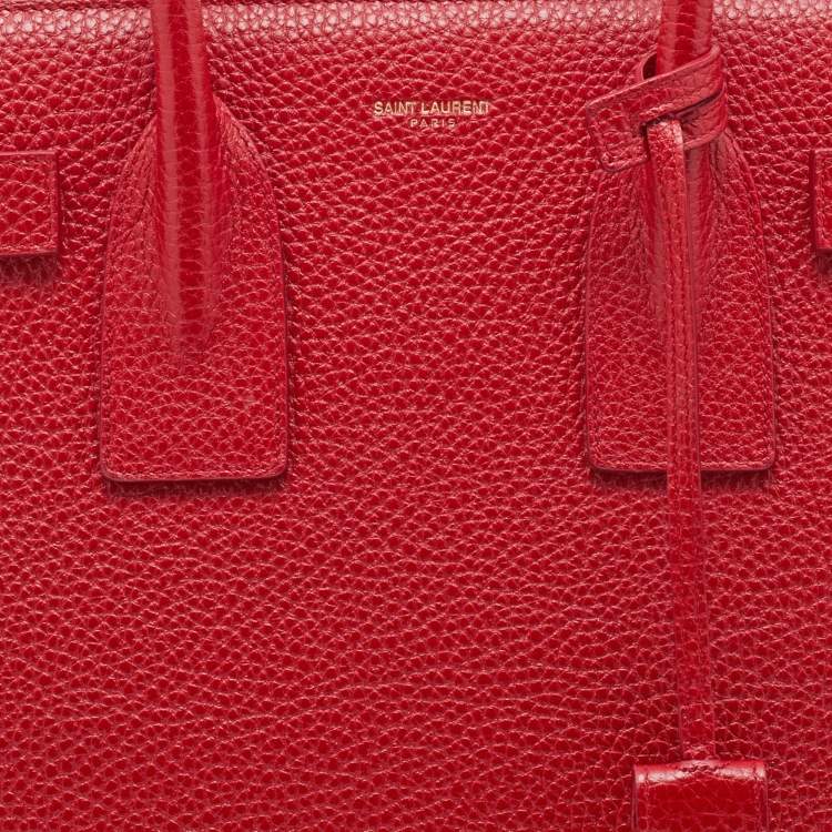 Pre Owned Saint Laurent Red Leather Small Classic Sac De Jour Tote