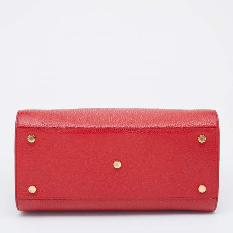 Pre Owned Saint Laurent Red Leather Small Classic Sac De Jour Tote