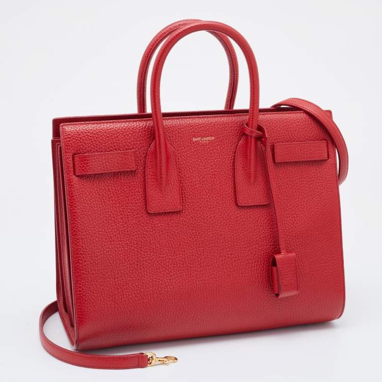 Pre Owned Saint Laurent Red Leather Small Classic Sac De Jour Tote