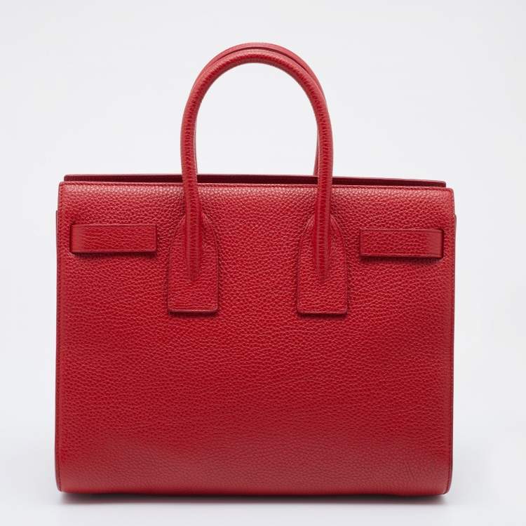 Pre Owned Saint Laurent Red Leather Small Classic Sac De Jour Tote