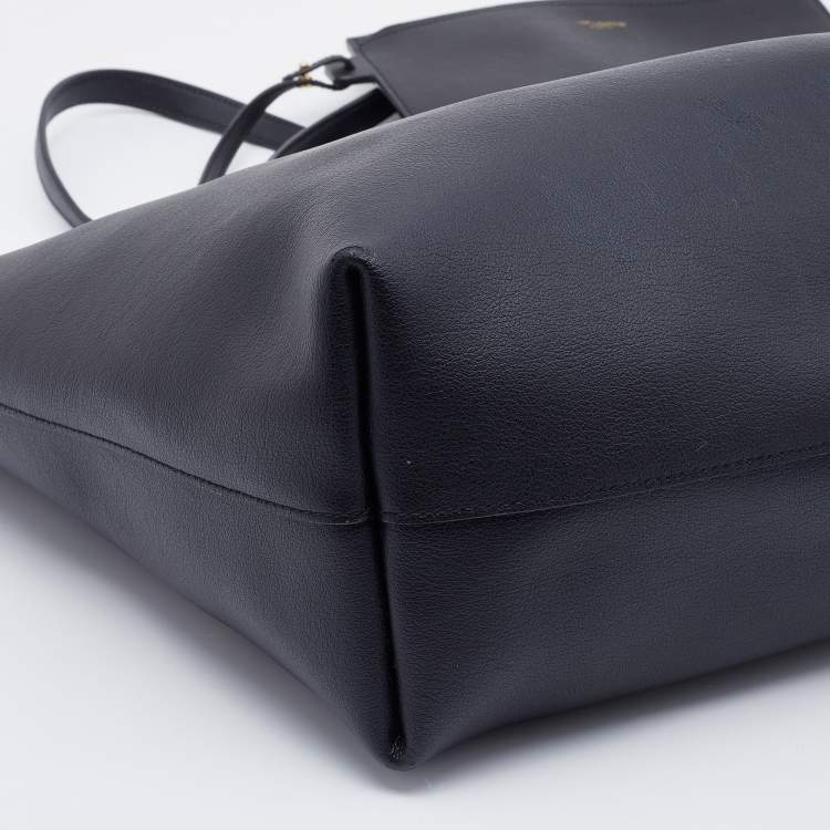 Pre Owned Saint Laurent Black Leather E/W Shopper Tote