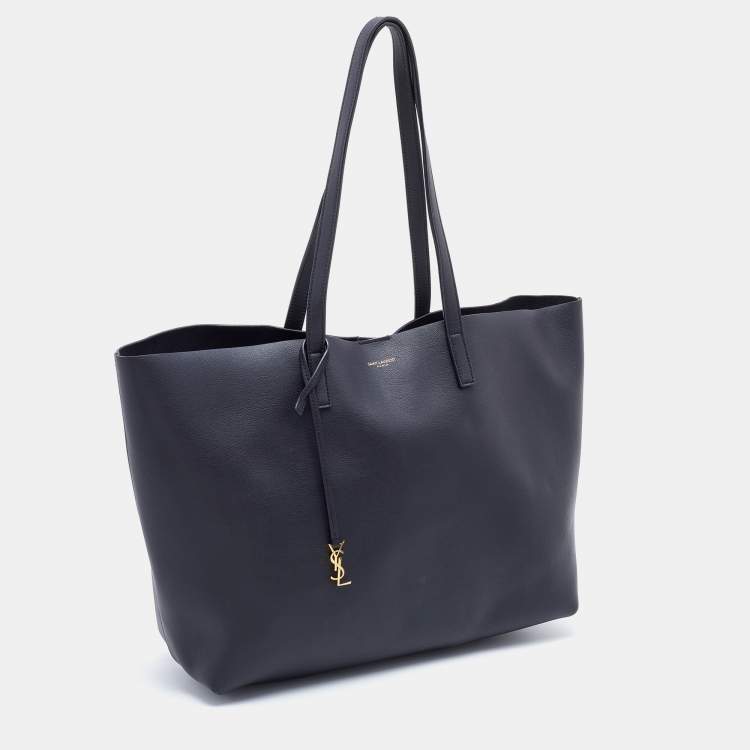 Pre Owned Saint Laurent Black Leather E/W Shopper Tote
